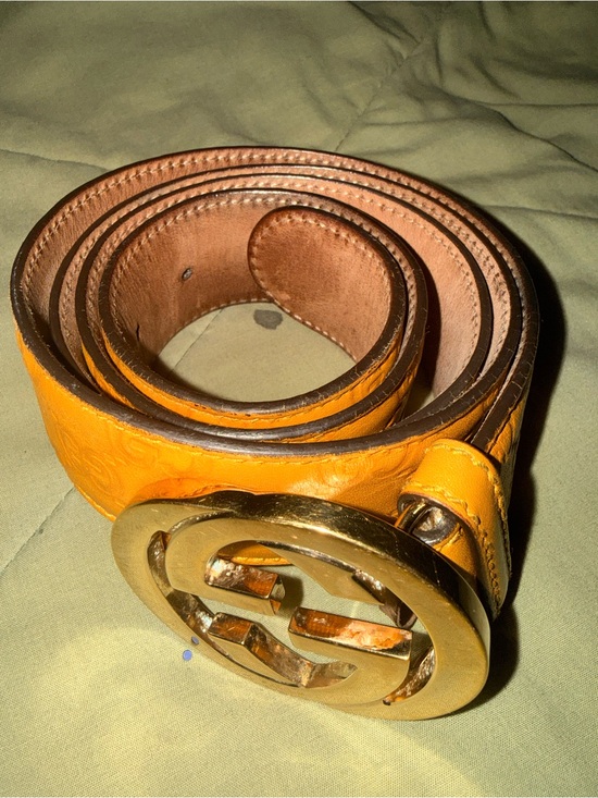 Gucci Other - Gucci Yellow Leather Belt with Gold Double-G Buckle